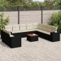 vidaXL Set de sofás de jardín 11 pzas y cojines ratán sintético negro vidaXL Set de sofás de jardín 11 pzas y cojines ratán sintético negro
