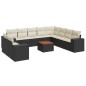 vidaXL Set de sofás de jardín 11 pzas y cojines ratán sintético negro