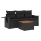 vidaXL Juego de sofás jardín 4 pzas con cojines ratán sintético negro vidaXL Juego de sofás jardín 4 pzas con cojines ratán sintético negro