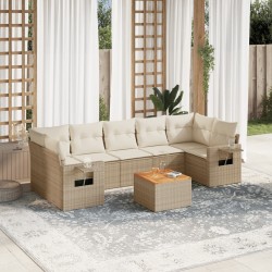 vidaXL Juego de sofás de jardín con cojines beige 8 pzas ratán PE
