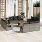 vidaXL Set sofás de jardín con cojines 13 piezas ratán sintético gris vidaXL Set sofás de jardín con cojines 13 piezas ratán sintético gris