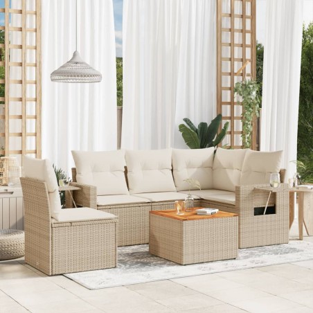 vidaXL Juego de sofás jardín con cojines 6 pzas ratán sintético beige