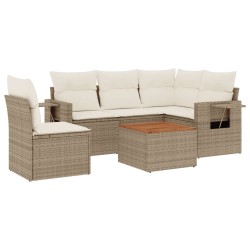 vidaXL Juego de sofás jardín con cojines 6 pzas ratán sintético beige