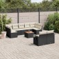 vidaXL Set de sofás de jardín 10 pzas cojines ratán sintético negro vidaXL Set de sofás de jardín 10 pzas cojines ratán sintético negro