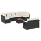 vidaXL Set de sofás de jardín 10 pzas cojines ratán sintético negro vidaXL Set de sofás de jardín 10 pzas cojines ratán sintético negro