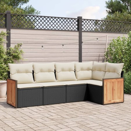 vidaXL Set de muebles de jardín 5 pzas y cojines ratán sintético negro