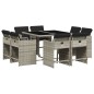 vidaXL Set comedor de jardín 9 pzas cojines ratán sintético gris claro vidaXL Set comedor de jardín 9 pzas cojines ratán sintético gris claro