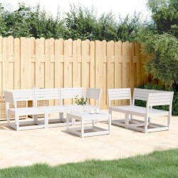 vidaXL Juego de sofás de jardín 5 piezas madera maciza de pino blanco