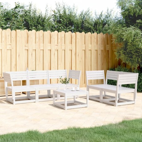 vidaXL Juego de sofás de jardín 5 piezas madera maciza de pino blanco