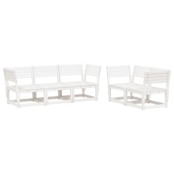 vidaXL Juego de sofás de jardín 5 piezas madera maciza de pino blanco