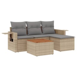 vidaXL Juego de sofás jardín con cojines beige mezcla 5 pzas ratán PE