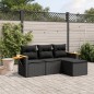 vidaXL Juego de sofás jardín 4 pzas con cojines ratán sintético negro vidaXL Juego de sofás jardín 4 pzas con cojines ratán sintético negro