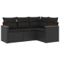 vidaXL Juego de sofás jardín 4 pzas con cojines ratán sintético negro vidaXL Juego de sofás jardín 4 pzas con cojines ratán sintético negro