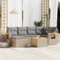 vidaXL Set sofás de jardín 7 piezas y cojines ratán sintético beige vidaXL Set sofás de jardín 7 piezas y cojines ratán sintético beige
