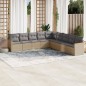 vidaXL Set de sofás de jardín 9 pzas con cojines ratán sintético beige