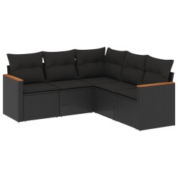 vidaXL Set de muebles de jardín 5 pzas y cojines ratán sintético negro