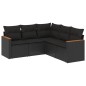 vidaXL Set de muebles de jardín 5 pzas y cojines ratán sintético negro vidaXL Set de muebles de jardín 5 pzas y cojines ratán sintético negro