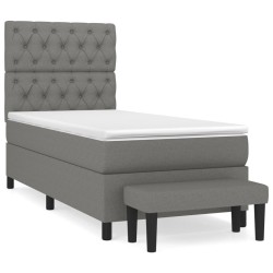 vidaXL Cama box spring con colchón tela gris oscuro 80x200 cm