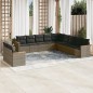 vidaXL Set de sofás de jardín 11 pzas y cojines ratán sintético gris