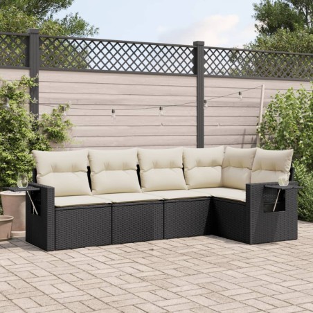 vidaXL Set de muebles de jardín 5 pzas y cojines ratán sintético negro
