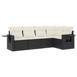 vidaXL Set de muebles de jardín 5 pzas y cojines ratán sintético negro