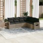 vidaXL Set de muebles de jardín 6 pzas y cojines ratán sintético gris