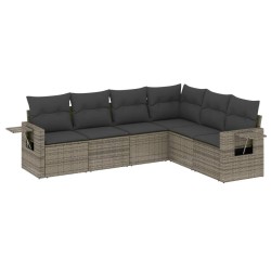 vidaXL Set de muebles de jardín 6 pzas y cojines ratán sintético gris