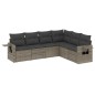 vidaXL Set de muebles de jardín 6 pzas y cojines ratán sintético gris
