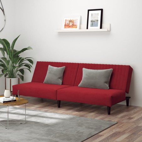 vidaXL Sofá cama de 2 plazas terciopelo color vino tinto
