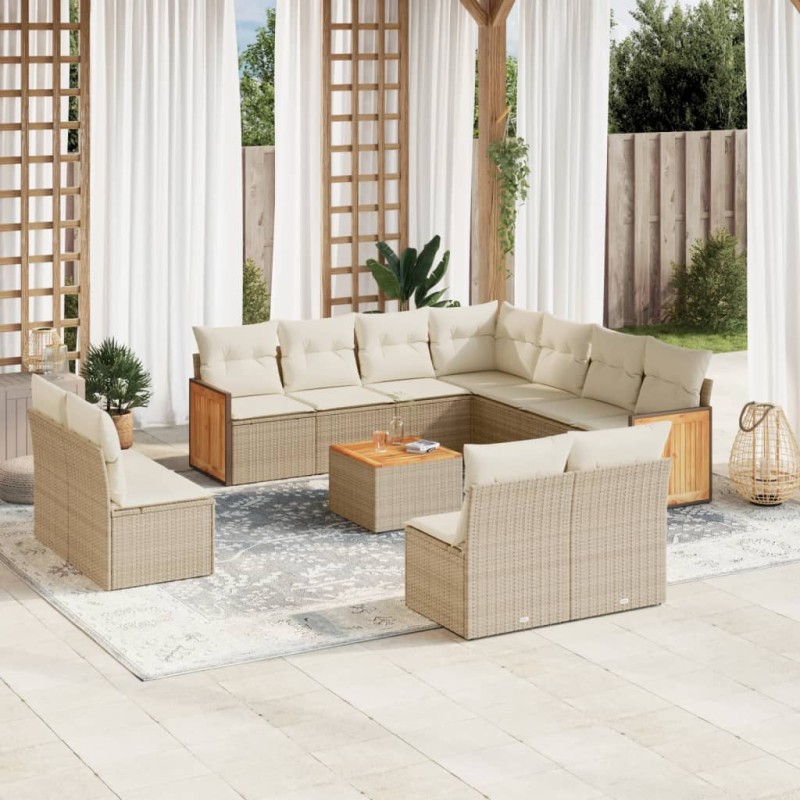 vidaXL Set de sofás de jardín 12 pzas y cojines ratán sintético marrón vidaXL Set de sofás de jardín 12 pzas y cojines ratán sintético marrón