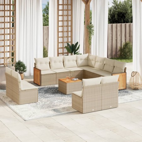vidaXL Set de sofás de jardín 12 pzas y cojines ratán sintético marrón