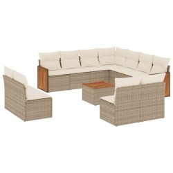 vidaXL Set de sofás de jardín 12 pzas y cojines ratán sintético marrón