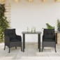 vidaXL Set comedor de jardín 3 pzas con cojines ratán sintético negro vidaXL Set comedor de jardín 3 pzas con cojines ratán sintético negro