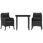 vidaXL Set comedor de jardín 3 pzas con cojines ratán sintético negro vidaXL Set comedor de jardín 3 pzas con cojines ratán sintético negro