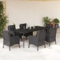 vidaXL Set de comedor de jardín 7 pzas y cojines ratán sintético negro vidaXL Set de comedor de jardín 7 pzas y cojines ratán sintético negro