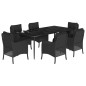 vidaXL Set de comedor de jardín 7 pzas y cojines ratán sintético negro vidaXL Set de comedor de jardín 7 pzas y cojines ratán sintético negro