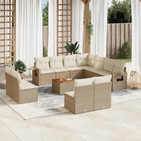 vidaXL Set de sofás de jardín 12 pzas y cojines ratán sintético marrón