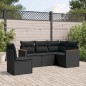 vidaXL Set de muebles de jardín 5 pzas y cojines ratán sintético negro vidaXL Set de muebles de jardín 5 pzas y cojines ratán sintético negro