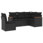vidaXL Set de muebles de jardín 5 pzas y cojines ratán sintético negro vidaXL Set de muebles de jardín 5 pzas y cojines ratán sintético negro