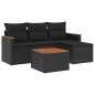 vidaXL Set de muebles de jardín 5 pzas y cojines ratán sintético negro vidaXL Set de muebles de jardín 5 pzas y cojines ratán sintético negro