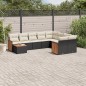 vidaXL Set de sofás de jardín 10 pzas cojines ratán sintético negro vidaXL Set de sofás de jardín 10 pzas cojines ratán sintético negro