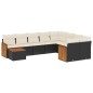 vidaXL Set de sofás de jardín 10 pzas cojines ratán sintético negro vidaXL Set de sofás de jardín 10 pzas cojines ratán sintético negro