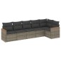 vidaXL Set de muebles de jardín 6 pzas y cojines ratán sintético gris vidaXL Set de muebles de jardín 6 pzas y cojines ratán sintético gris