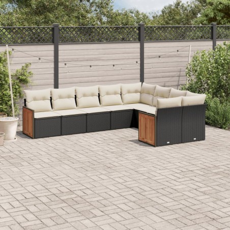 vidaXL Set de sofás de jardín 8 piezas y cojines ratán sintético negro