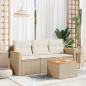 vidaXL Juego de sofás jardín con cojines 4 pzas ratán sintético beige vidaXL Juego de sofás jardín con cojines 4 pzas ratán sintético beige
