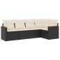 vidaXL Set de muebles de jardín 5 pzas y cojines ratán sintético negro vidaXL Set de muebles de jardín 5 pzas y cojines ratán sintético negro