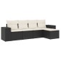 vidaXL Set de muebles de jardín 5 pzas y cojines ratán sintético negro vidaXL Set de muebles de jardín 5 pzas y cojines ratán sintético negro