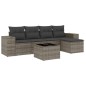 vidaXL Set de muebles de jardín 6 pzas y cojines ratán sintético gris vidaXL Set de muebles de jardín 6 pzas y cojines ratán sintético gris