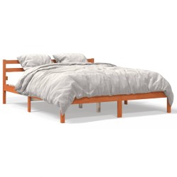 vidaXL Estructura de cama madera maciza pino marrón cera 160x200 cm