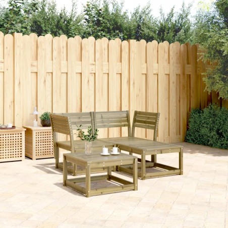 vidaXL Juego de sofás de jardín 3 piezas madera de pino impregnada